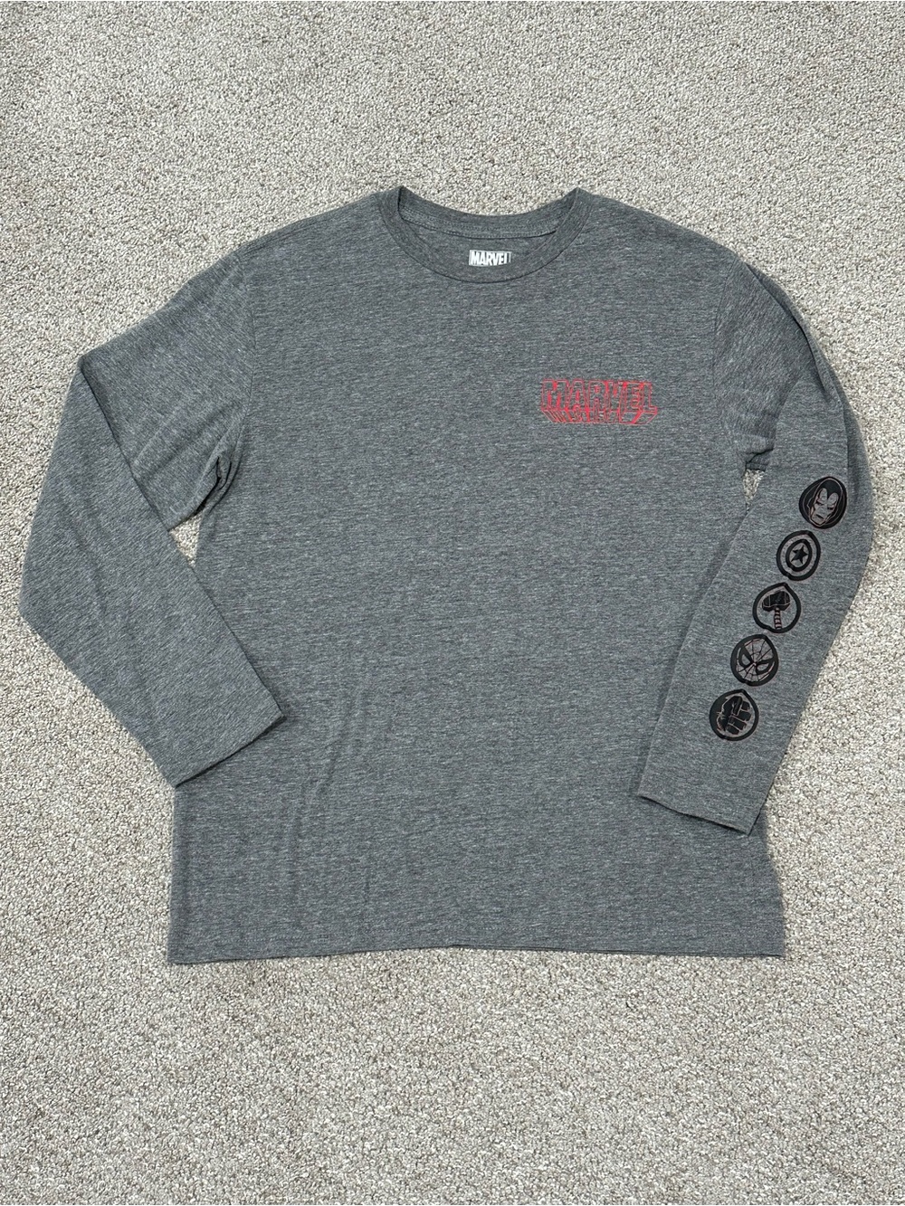 Marvel Avengers Boys Gray Long Sleeve Graphic Shirt